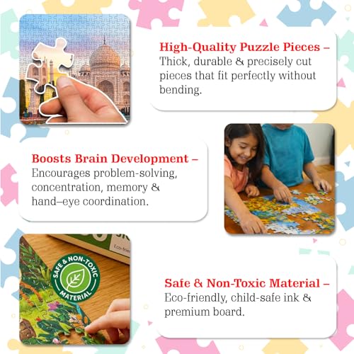 Image of Taj Mahal 500-Piece Jigsaw Puzzles for Kids and Childrens Realistic Illustration Brain Booster Gifts, Fun and Creative Game - Ages 9+ (500 Pcs)
