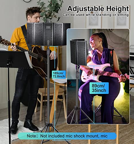 Studio Recording Microphone Isolation Shield With Heavy Duty Tripod Stand, Pop Filter.high Density Absorbent Foam To Filter Vocal Suitable For Blue Yeti And Any Condenser Microphones #TOP3