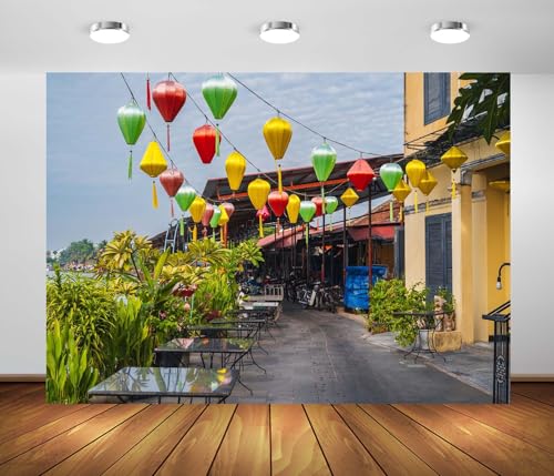 BELECO 10x8ft Fabric Vietnam Street Coffee Shop Backdrop