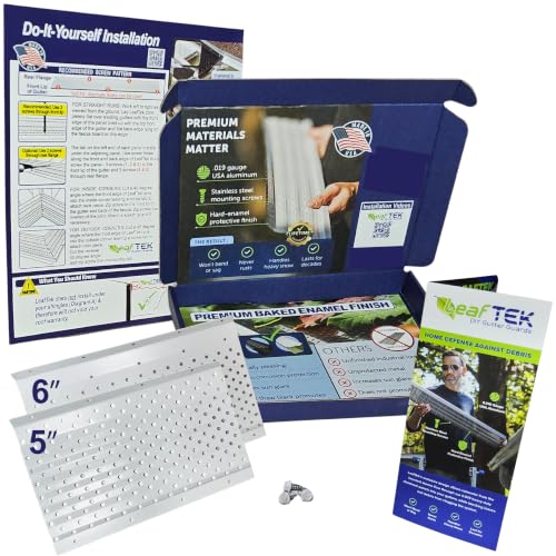Image of LeafTek Gutter Guard Sample Kit - Test Fit for 5 inch and 6 inch Gutters - USA‑Made Heavy Duty White Aluminum Sections (8-Inch in Length) with Stainless Steel Screws & DIY Installation Guide