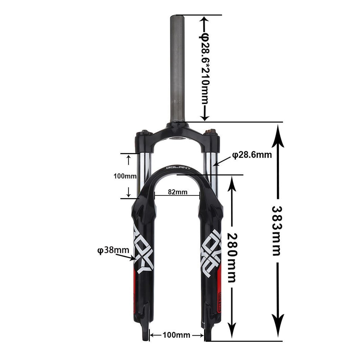 MTB Aria Forcella Ammortizzata Bici 20 in Tubo Diritto 1-1/8" Freno Disco QR 9mm Corsa 100 Mm Blocco Manuale 1810g