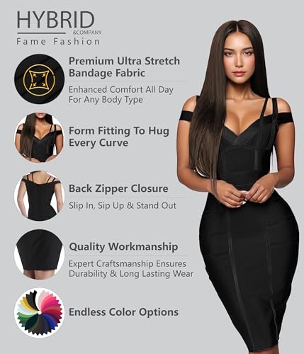 Hybrid & Company Womens Elegance V Neck Stretch Chic Bandage Dress2