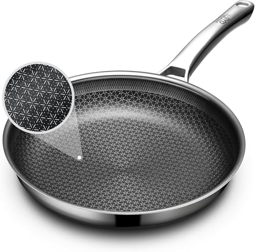 Image of OATOFP Non Stick Frying Pans 12 inch, Hybrid Frying Skillets Nonstick,non stick Stainless Steel Braiser Pans, Dishwasher and Oven-Safe Chef Pan, Induction Compatible Cooking Pan, Upgraded Design