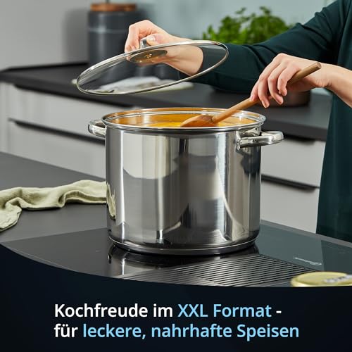 KHG Topf Kochtopf 26 cm, 10 Liter Induktion, Edelstahl unbeschichtet inkl. Glasdeckel – Ansicht 5
