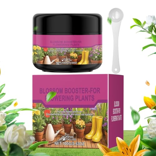 Fertilizante para Flores, Abono para Frutas y Flores 100 g, Nutriente en Polvo para Plantas con Cuchara para Exterior e Interior Hogar Jardín Césped Patio Maceta Fácil de Usar Principiantes
