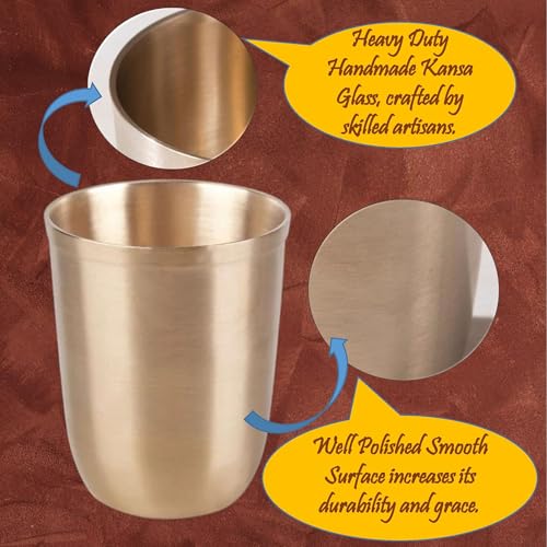Image of SPS International Pure Kansa(Bronze) Glass Tumbler(1Piece) Perfect for Water Juice Milk tea coffee Beverage Serving. Gift for your loved once on special occasions and festive. Charm your dinning area.