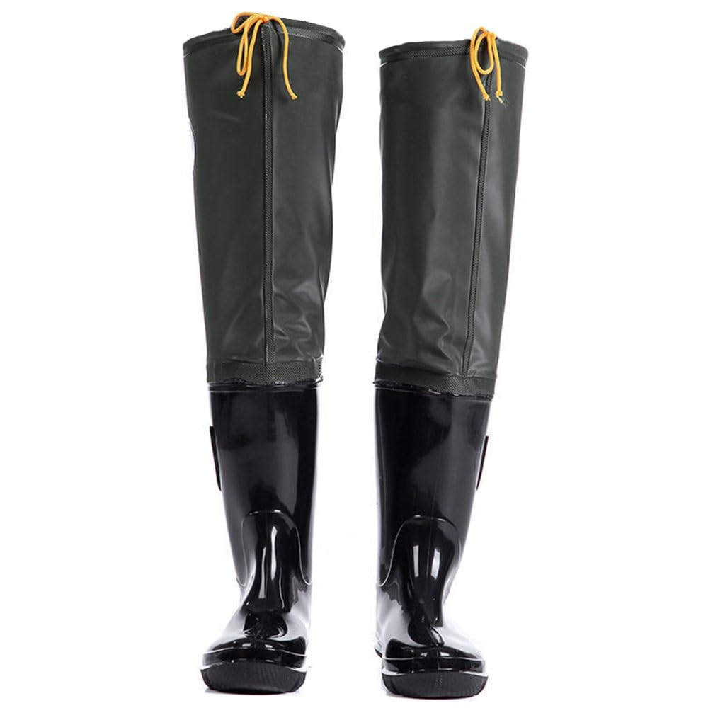 Hip Waders Knee Length Buttocks Boots -60cm, PVC Waterproof Hip Wading Boots, Used for Cleaning River Channels and Aquatic Industry (Color : Black, Size : 7)