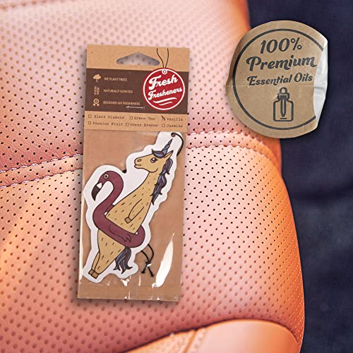 Image of Cute Funny Unicorn Flamingo Car Air Freshener 4 Pack Scented With Premium Oils By Fresh Fresheners
