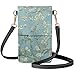 ENLACHIC Van Gogh Small Crossbody Bag Cell Phone Purse for Women, Lightweight Leather Phone Shoulder Bag with Strap,Van Gogh Almond Blossom