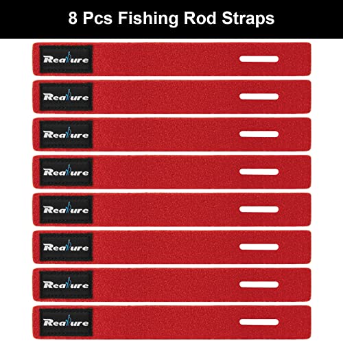 Realure 8 Pcs Fishing Rod Straps Adjustable Neoprene Ties Straps Elastic Fishing Rod Belt Ties for Fixed Fishing Rods Gear Strap Spinning Rod Sea Rod Feeder Rod Carp Rod Wrap Protectors - Image 2