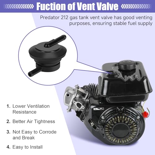 Image of Gas Fuel Tank Vent Valve Compatible with Predator 212 196cc 224 301cc 420cc Engine Coleman CT200U BT200X KT196 Mini Bike Gas Pressure Washer Generator Powersports Parts