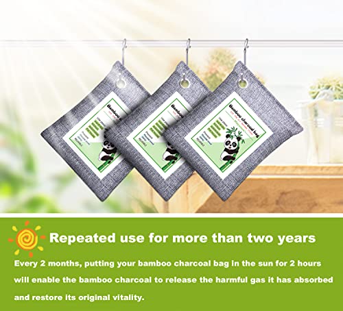 8 Pack Nature Fresh Bamboo Charcoal Air Purifying Bag, Activated Charcoal Bags Odor Absorber Home, Car Air Freshener, Shoe Deodorizer Closet Odor Eliminator #TOP3