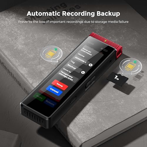Image of Innioasis 136GB Voice Recorder Device with Playback, Full Touchscreen Audio Recording Device with AI Intelligent Transcription and Bluetooth, Voice Recorder Mic and Voice Activated Recorder (Red)