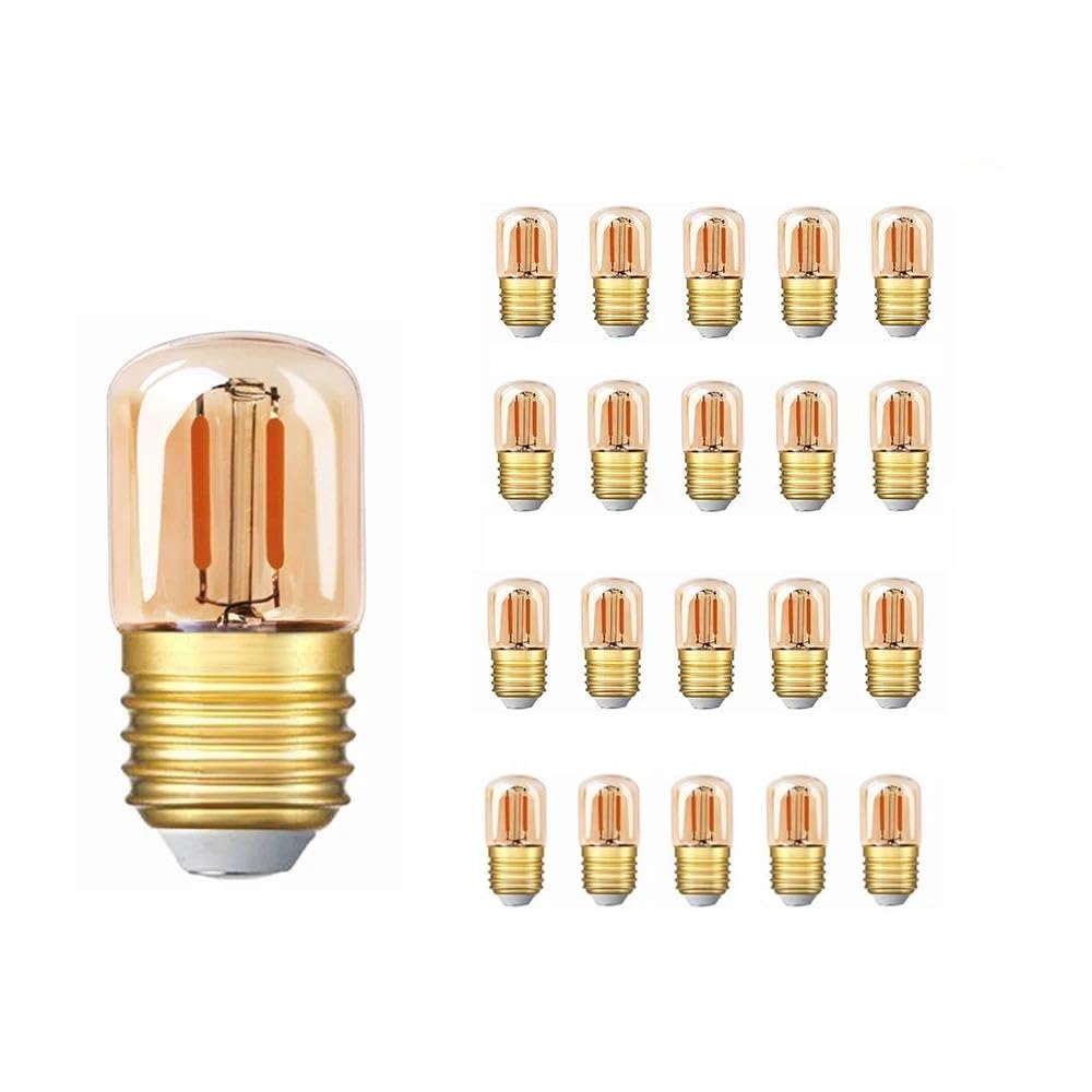 T28 Mini Tubular Light Bulb E27 Edison Dimmable LED Night Bulb 1W Warm White 2200K Retro Tube for Chandelier,E27 220V,1w 5pcs