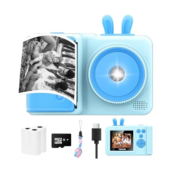 Kids Camera Instant Print,1080P Kids Instant Cameras for Kids That Print Photos, Christmas Birthday Gifts for Girls Age 3-12, Toddler Camera Toy for 3 4 5 6 7 8 9 10 Year Old Boys with SD Card (Blue)