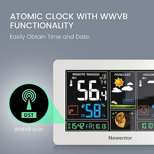 Image of Newentor Weather Station Wireless Indoor Outdoor Thermometer,White,2Sensor