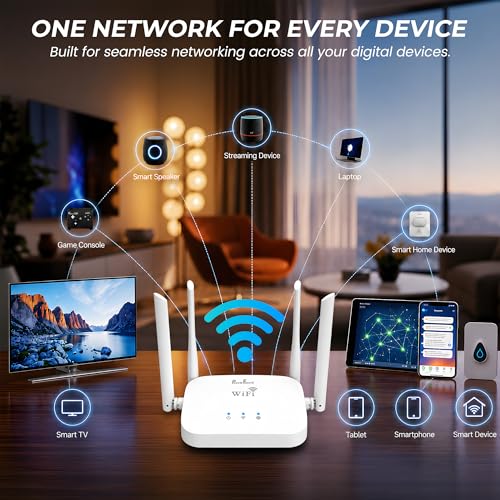 Image of PunnkFunnk WT-14 WiFi Router |Stable Internet Connection | 300M High Speed Wireless Router for Home & Office | Four high gain Antennas | IPv6 Compatible | Wide Coverage WiFi Router | Easy Setup