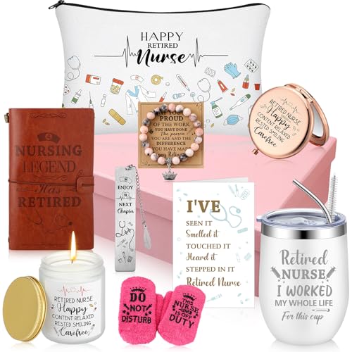 Yungyan 9 Pcs Nurse Retirement Gifts for Women 2025 Happy Best Retirement Gift for Nurse...