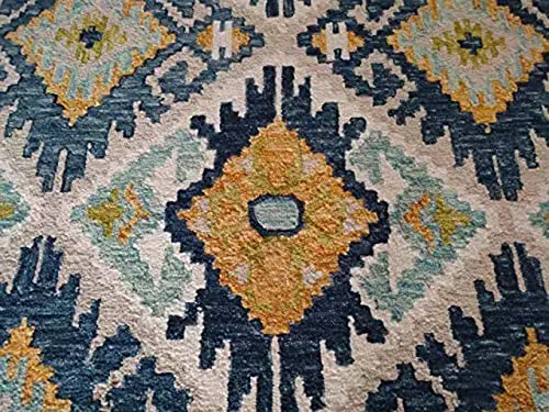 Image of Export Quality Handtufted Woolen Carpet for Living Room Bedroom & Hall - Color - Ivory /Multi - Size - 7 x 10 Feet