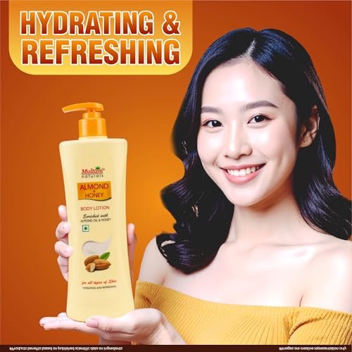 Image of Multani Natural Almond & Honey Body Lotion (Pack of 2 (400ml each) | Moisturising Body Lotion for Women & Men