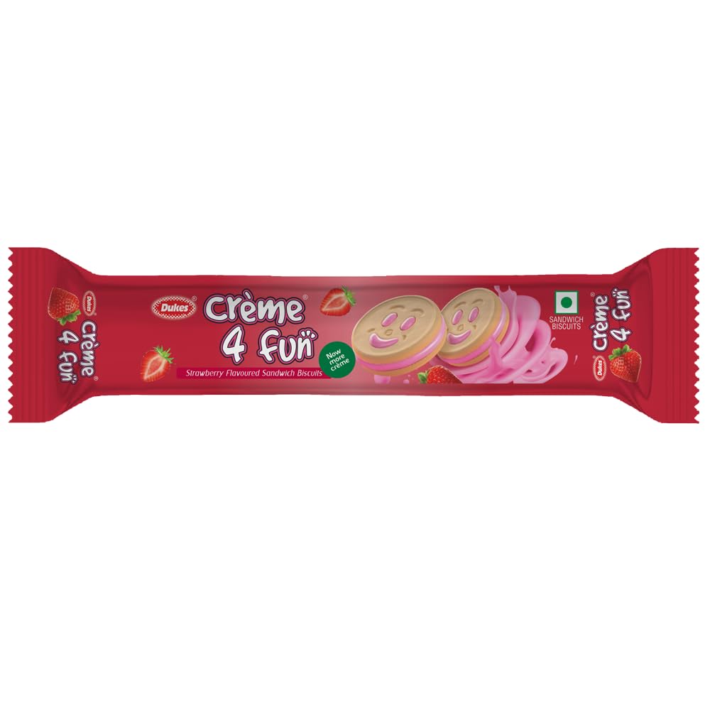Crème 4 Fun Strawberry Flavoured Sandwich Biscuits (145g)