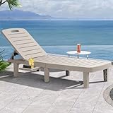 SELLERWE Chaise Lounge Outdoor, Waterproof PP Lounge Chairs for Outside w/Adjustable 5 Positions & C