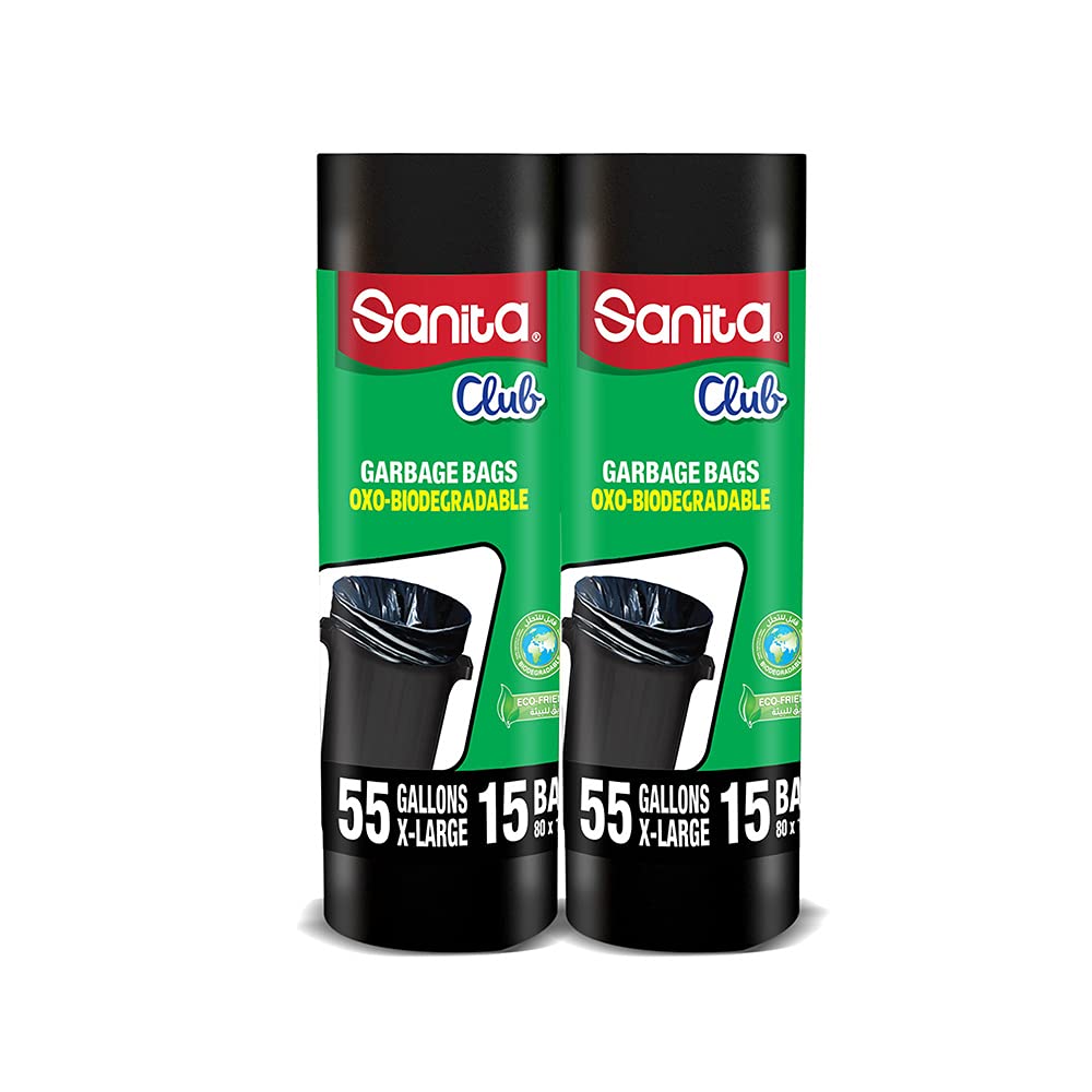 Sanita ClubGarbage Bags Twin Pack Roll , 55 Gallons X-Large ,30 Bags