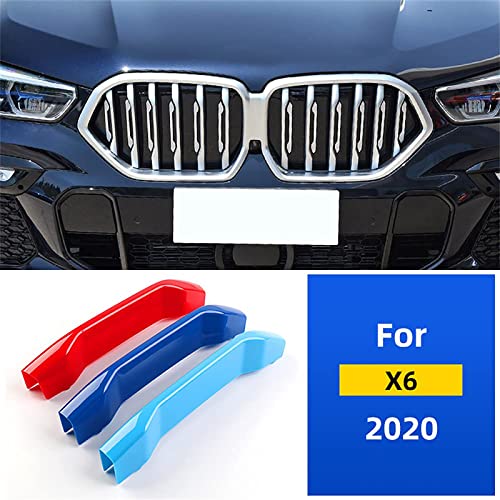 Image of M-Colored Stripe Grille Insert Trims for BMW Accessories, ABS Car Accessories for BMW Grill Stripes X6 2020 G06 6-Beam