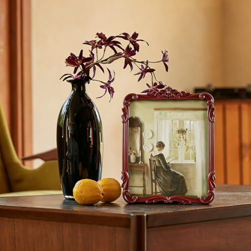 Image of Vintage Picure Frame 8x10 Antique Victorian Reddish Brown Wall Decor