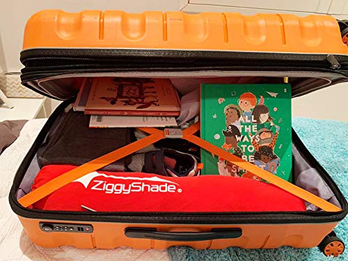 ZiggyShade UPF50 Lycra Fabric Family Beach Sunshade Tent with Sandbag Anchors and 4 Pegs, Orange