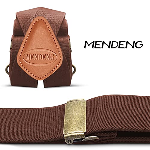 Image of MENDENG Suspenders for Men Heavy Duty Swivel Hooks Retro X-Back Adjustable Brace
