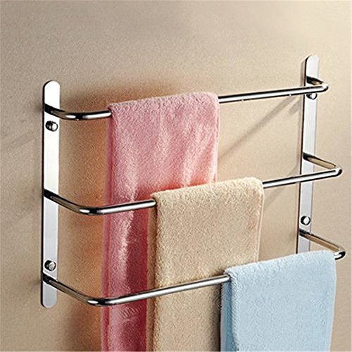 Weare Home Barre porte-serviette 3 barres Support Serviette Acier Inoxydable Contemporain Finition Chrome Fixation Murale longueur: 48CM Miroir-poli Etagère de Salle de bain