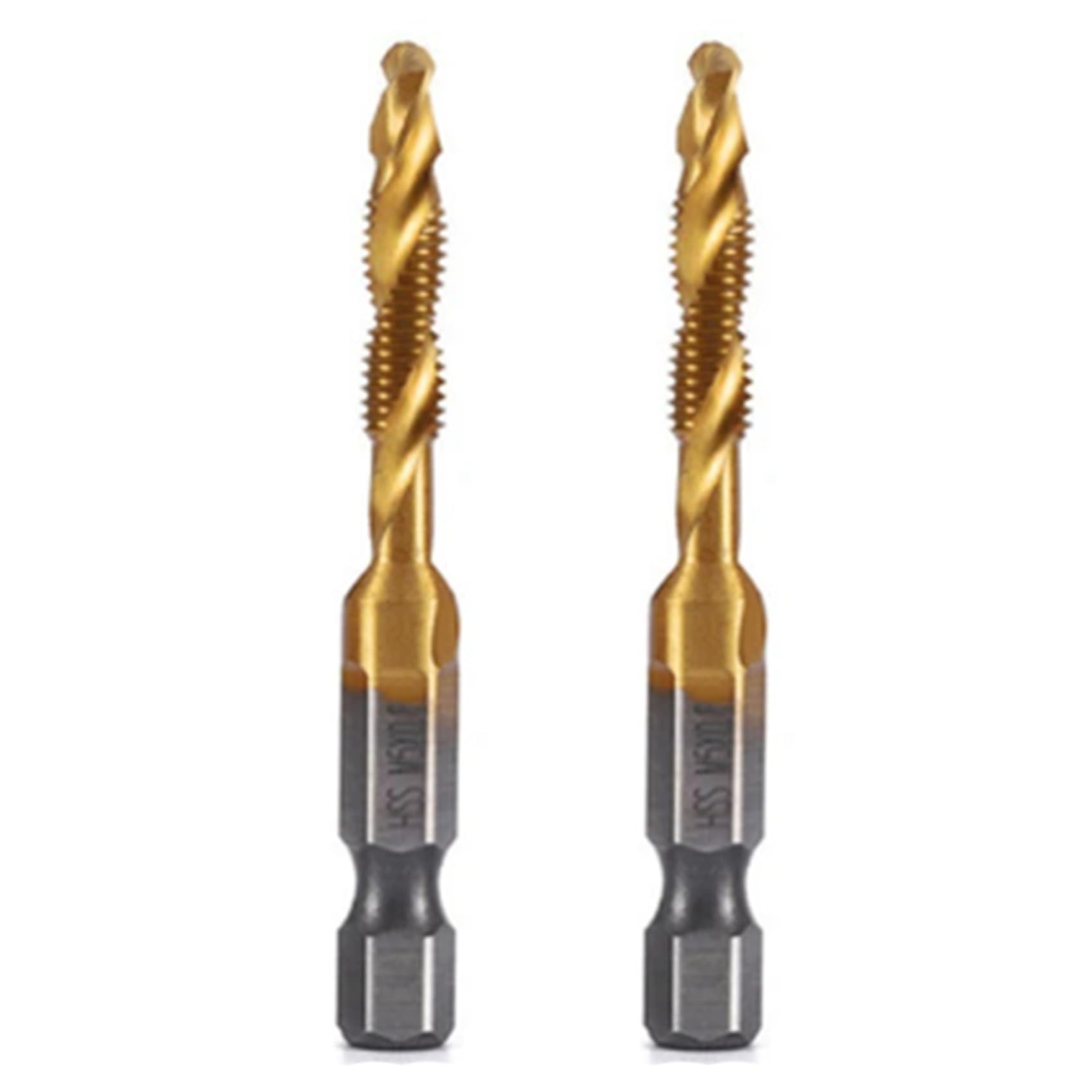 Jnchdghwa As Shown 2Pcs M5x0.8mm Hex Shank Titanium Plated Hss Thread Metric Tap Drill Bits Machine Compound Tap Open