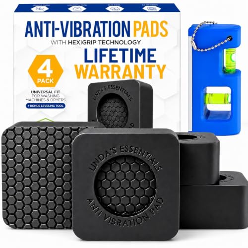 Anti Vibration Pads for Washing Machine and Dryer (Set of 4) - Washer Anti Vibration Pads with HexiGrip™ - Washing Machine Accessories & Leveling Pads...