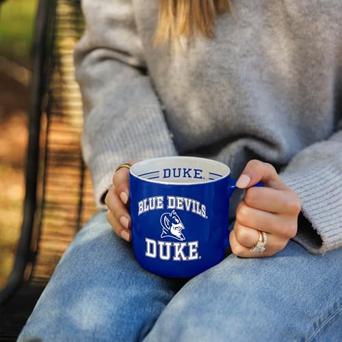 Image of Logo Brands NCAA Duke Blue Devils 15 oz Stripe Coffee Mug - Vintage Team Logo, Inside Print & Stripes, Microwave & Dishwasher Safe- Great Gift For Fans & Alumni