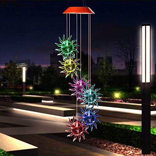 Wind Chimes Outdoor,Solar Color Changing Solar Light Wind Chimes, for Garden,Home, Party, Festival, Night Decoration(Sunflower)
