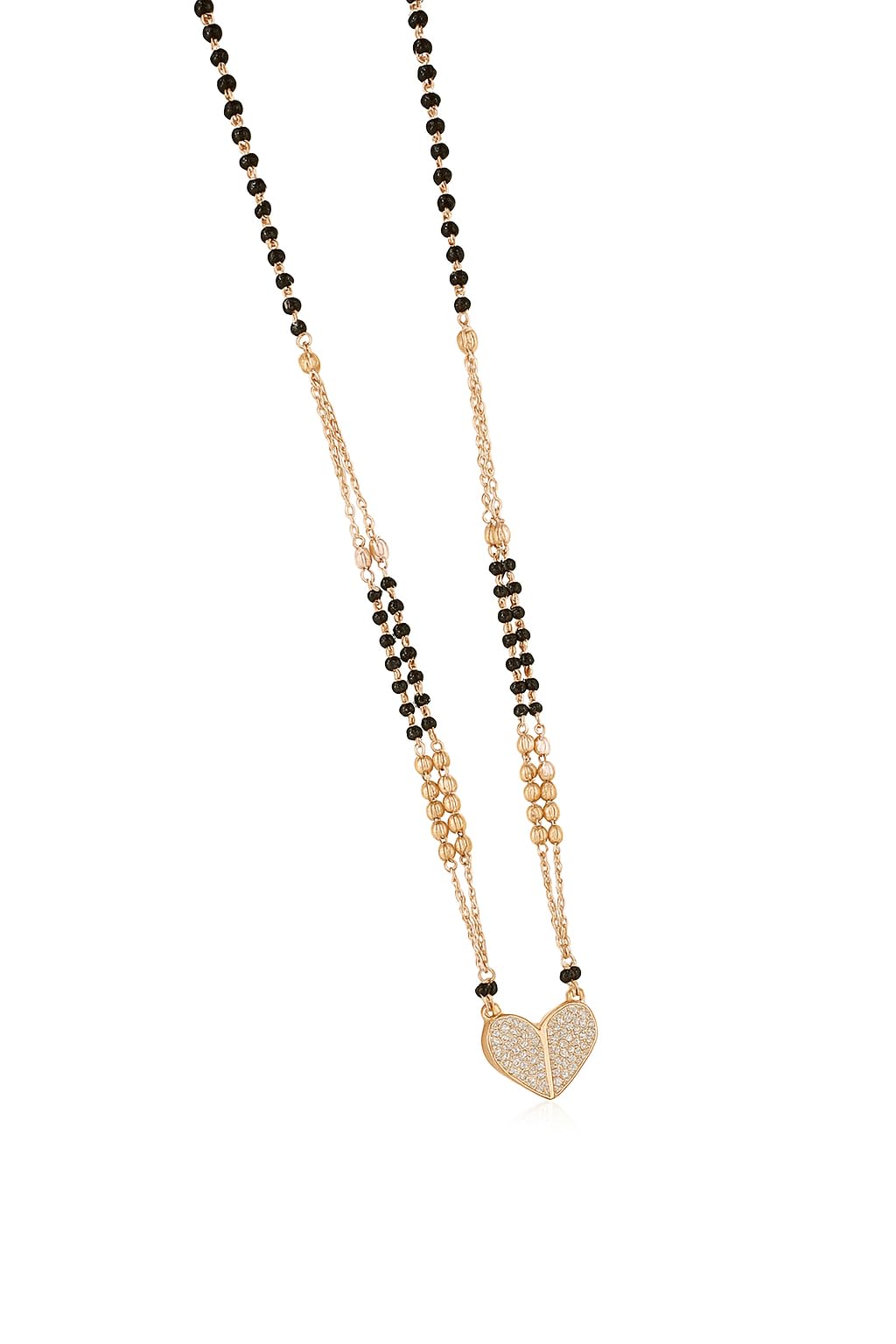 Forever Bond Rose Gold Plated Heart Mangalsutra with Shimmering Stones-image-39