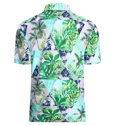 Alex Vando Mens Hawaiian Golf Shirt Moisture Wicking Digital Print Golf Shirts for Men