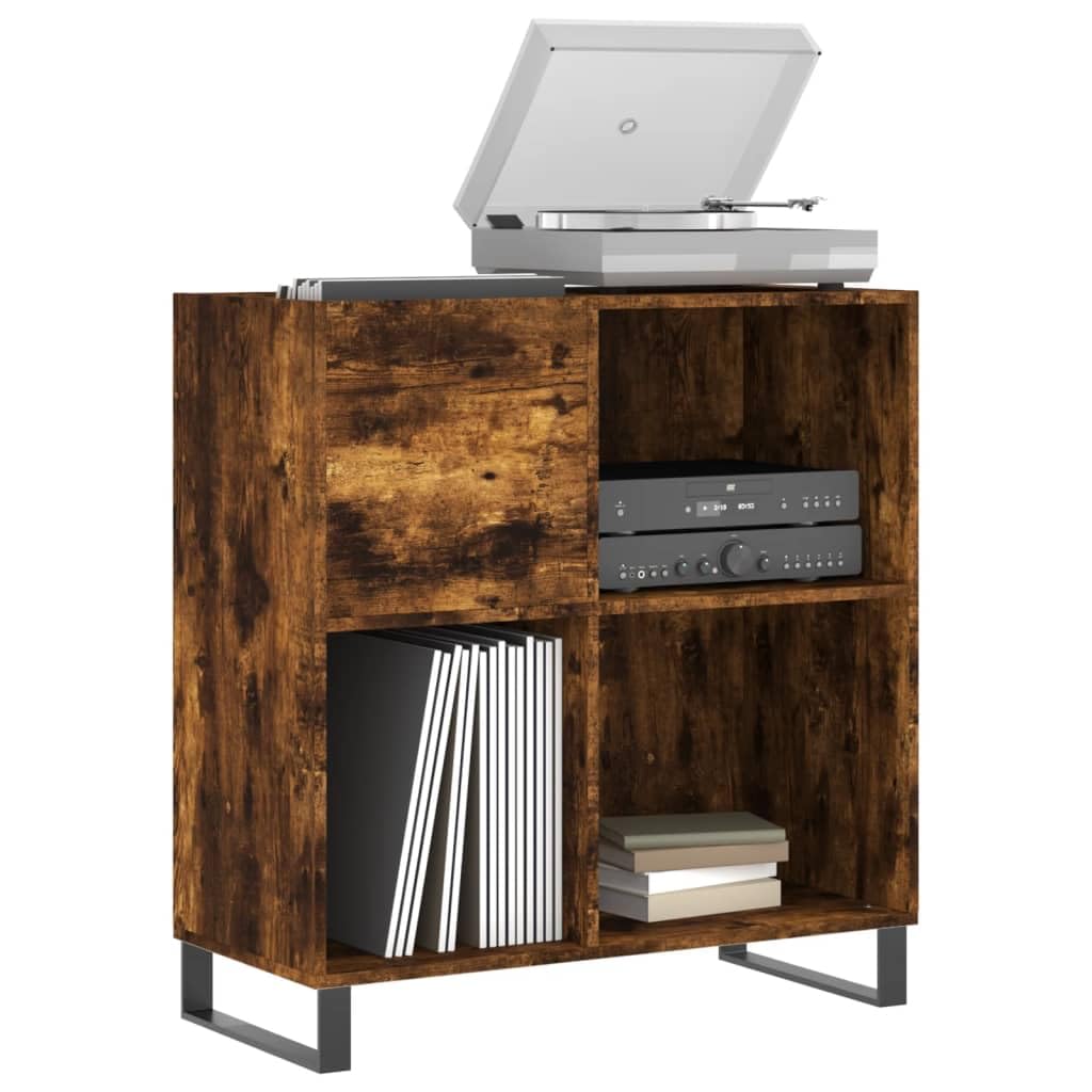Mangloder - Armadio per dischi in legno e ferro, 84,5 x 38 x 89 cm, con vano portaoggetti, ripiano per giradischi, credenza per soggiorno, home theater e gestione dei cavi