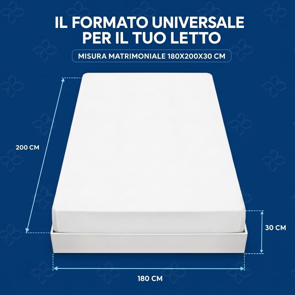 Caleffi Spannbettlaken für Doppelbett 180 x 200 cm, weiche Mikrofaser – Spannbettlaken für Doppelbett, Spannbettlaken | Spannbettlaken, 28 cm Rand, weich und atmungsaktiv, für Doppelbetten
