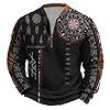 Generic Men's Sweater Outdoor Half Zip Sweatshirt Nordic Mythology Viking Tattoos Hoodie, Men's Gothic Medieval Vintage Plus Size Streetwear, Soft Warm Work Jumper, Black (black 4), 3XL #3