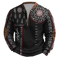 Nordic Viking design: Impressive tattoo motifs inspired by Nordic mythology and medieval times give this sweater a unique look Versatile wear: as a warming mid-layer for outdoor adventures or as a cozy sweater for leisure and at home. Classic streetw...