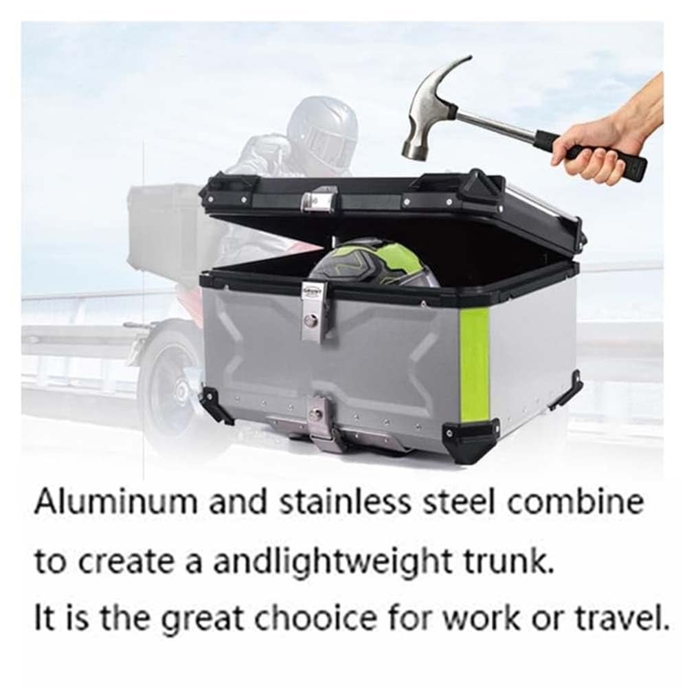 Bauletto per moto Universale, Valigia Top Case Alluminio Baule Da Moto Viaggiare Scatola Di Coda Impermeabile con serratura di sicurezza 28L 36L 45L 55L 65L 80L 100L(Nero,100L)