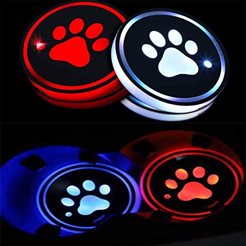 SR 2pcs Wireless Cup Holder car Universal Coaster LED Light 7 Colors USB Charging Bottle Coaster car Drink Holder LED Interior Decoration Accessories (Please Choose Your car Name)