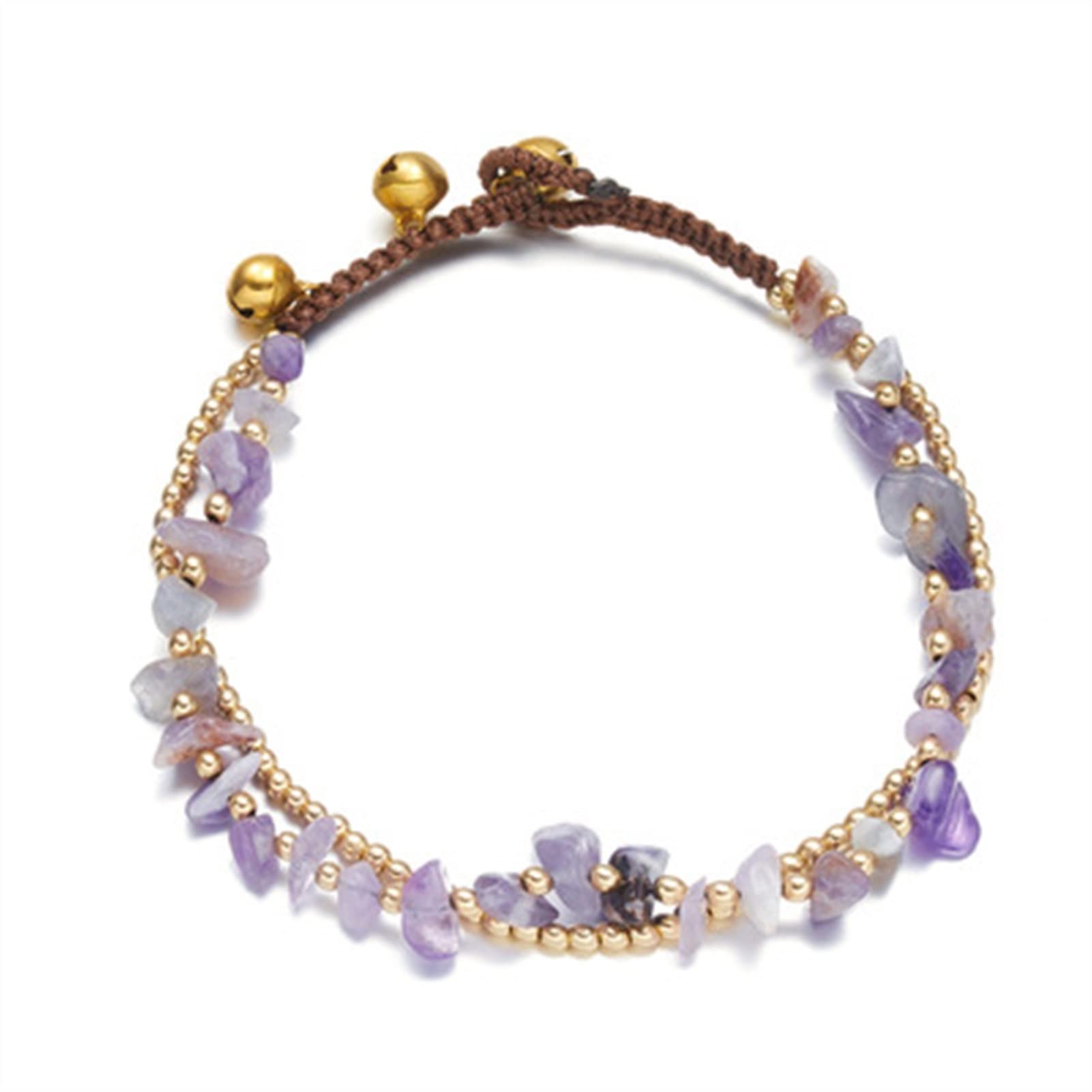 Braccialetti alla caviglia Cavigliera con perline intrecciate a doppio strato, cavigliera alla moda di bell'aspetto Gioielli da sposa in stile gala da spiaggia （21-25CM） Cavigliere da donna