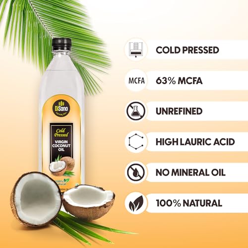 Image of DiSano Cold Pressed Virgin Coconut Oil Bottle, 500 ml (Pack of 2)