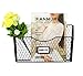 PAG 3 Pockets Hanging File Holder Wall Mount Mail Organizer Metal Chicken Wire Magazine Rack with Tag Slot, Black