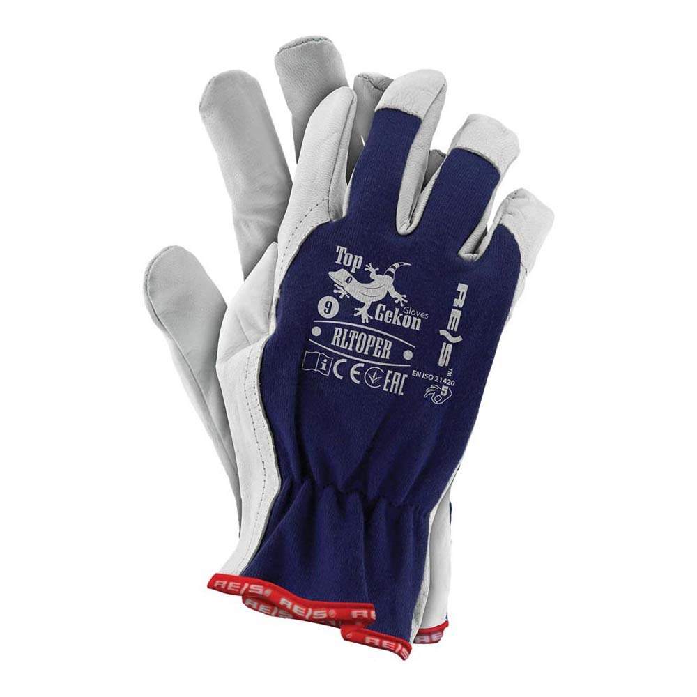 Reis Rltoper10 Topgekon Schutzhandschuhe, Dunkelblau-Weiß, 10 Größe, 12 Stück