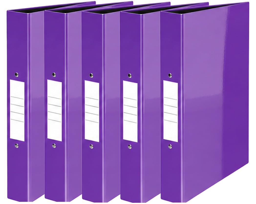 Nobel 25mm 2 Ring Polypropylene Gloss Binder A4 (5, Gloss Purple)