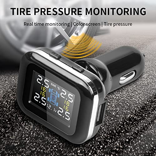 ZYAURA F Car TPMS Upgraded Cigarette Lighter Angle Adjustable Tire Pressure Alarm System Motorcycle Accessories Y (Color : External Sensors, Size : TY02)